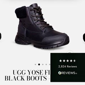 UGG Black Waterproof Boots with Faux Fur. Box included